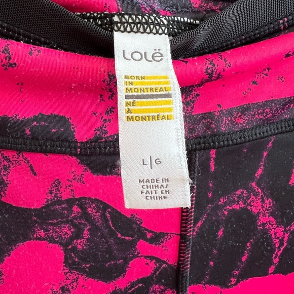 LOLE Women's 7/8 Athletic Leggings - Size Large, Pink and black - Picture 3 of 6